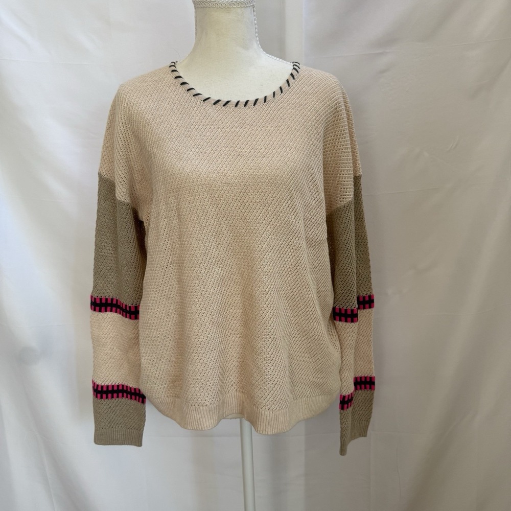 Lisa Todd 100% cotton Large Crew Neck sweater. Lightweight academia preppy